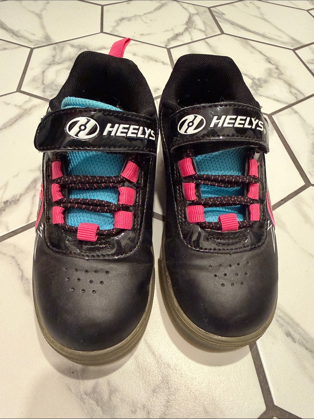 Heelys Kids Black Teal Pink Light-Up Skate Sneakers Sz 13